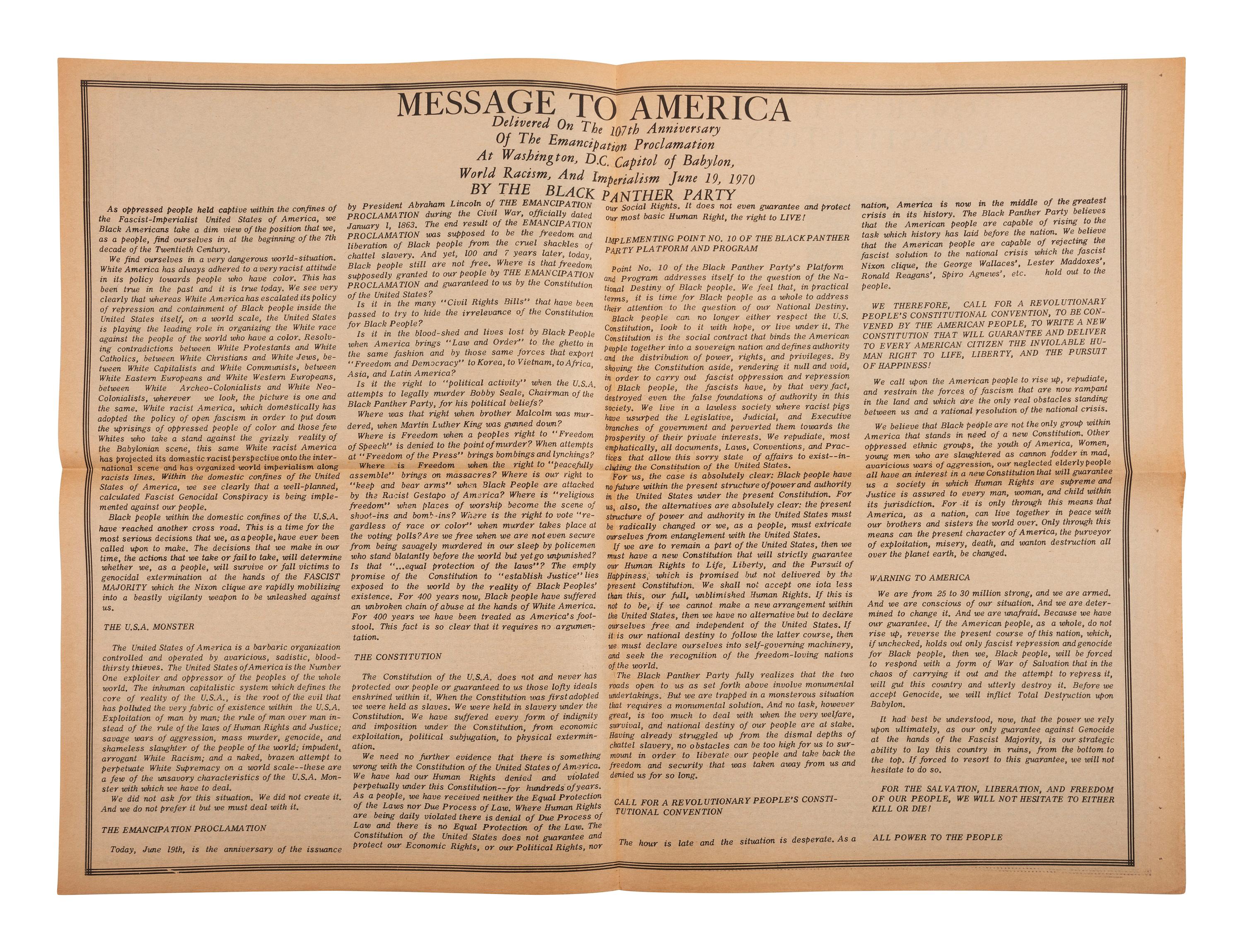 [CIVIL RIGHTS]. A group of 9 pamphlets, circulars, and flyers involving Black activists, incl. Black Panther Party members.