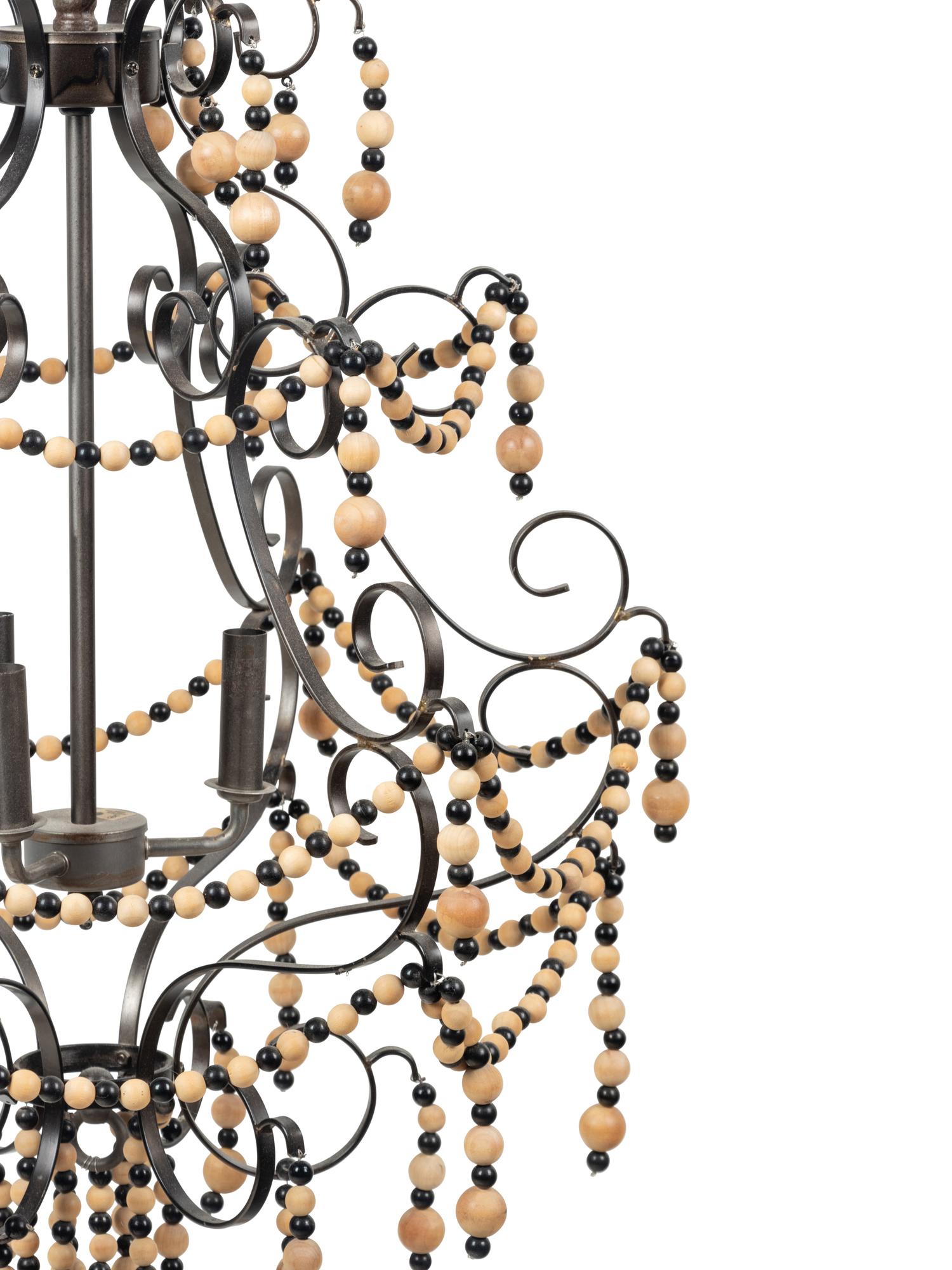 A Painted Metal Three-Light Chandelier