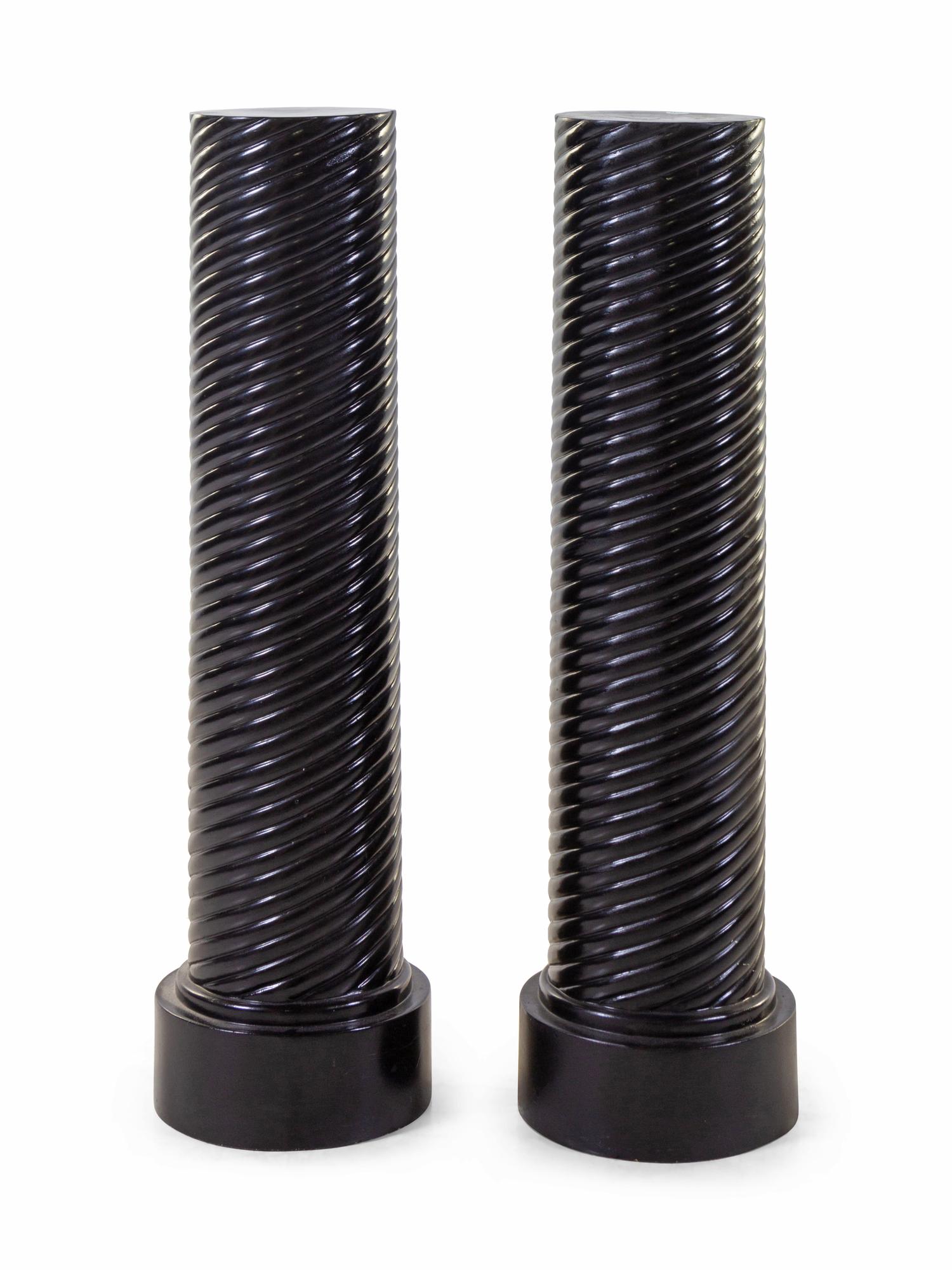 A Pair of Black Composite Pedestals