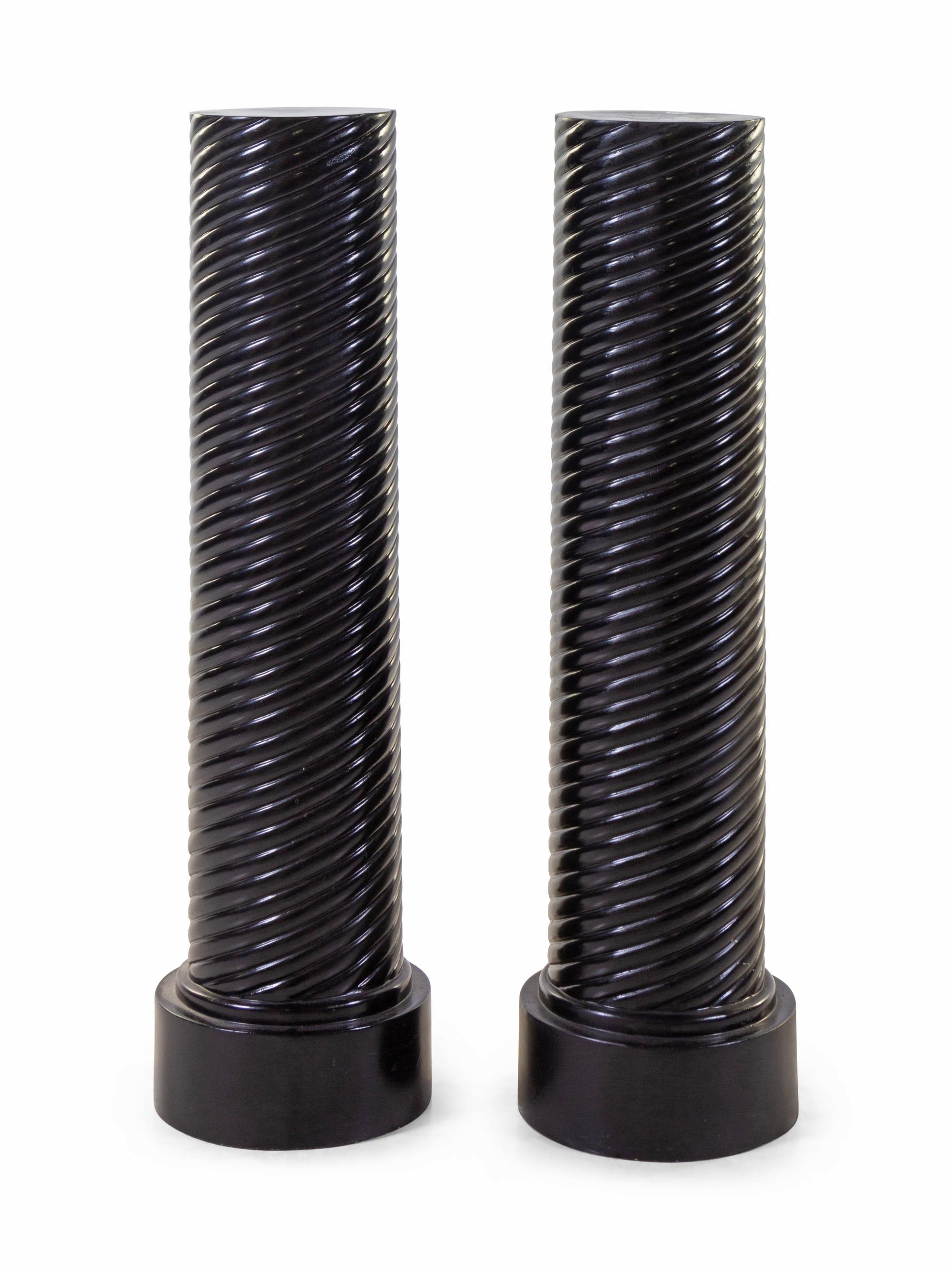 A Pair of Black Composite Pedestals