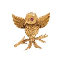 TIFFANY & CO., VINTAGE, YELLOW GOLD BIRD BROOCH