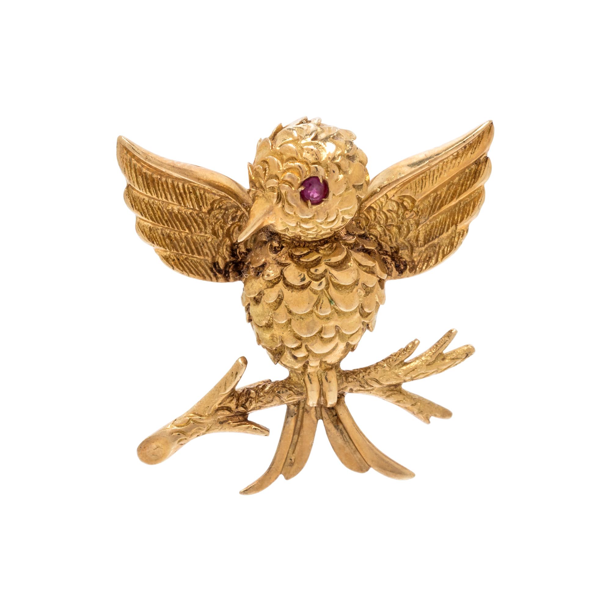 TIFFANY & CO., VINTAGE, YELLOW GOLD BIRD BROOCH
