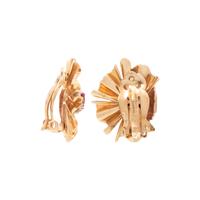 RETRO, TRICOLOR GOLD, RUBY AND DIAMOND EARCLIPS