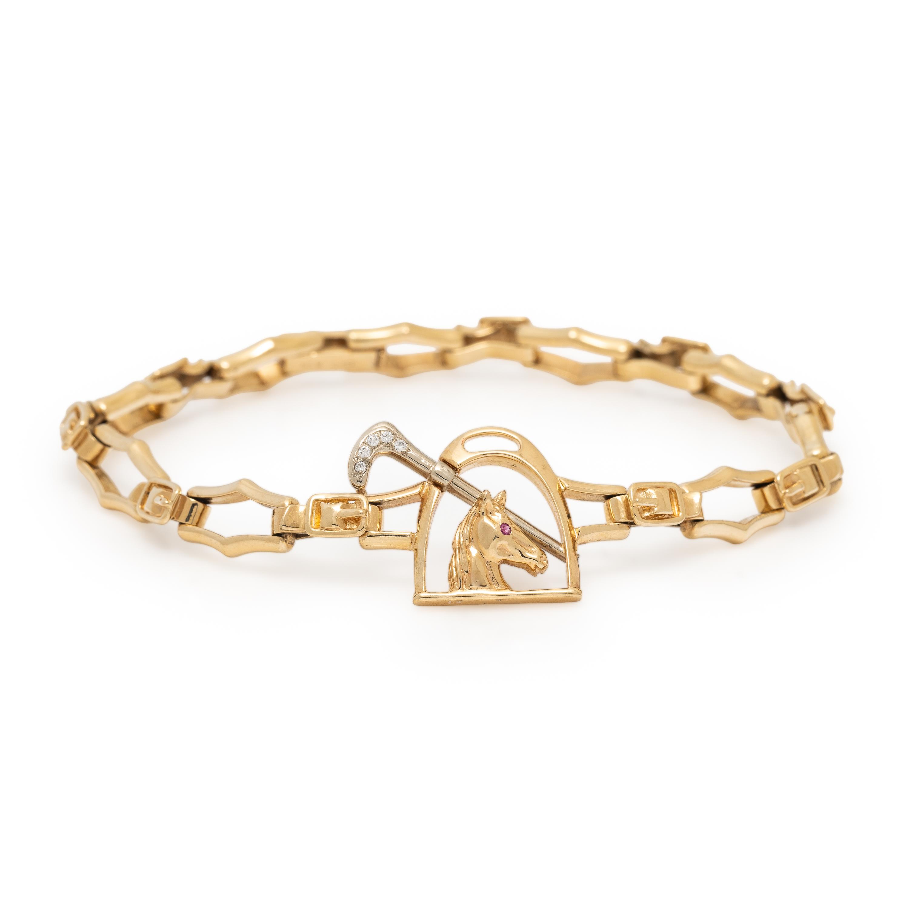 Diamond and Yellow Gold Equestrian Bracelet