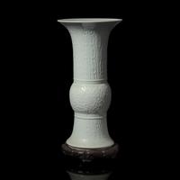 A Chinese Blanc-de-Chine Gu -Form Vase, Late Qing-Republic Period — 晚清-民國 德化窯模印花卉紋觚