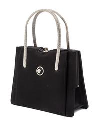 Gianni Versace Couture Black Handbag with Medallion Medusa and Silvertone Handles, 1990s