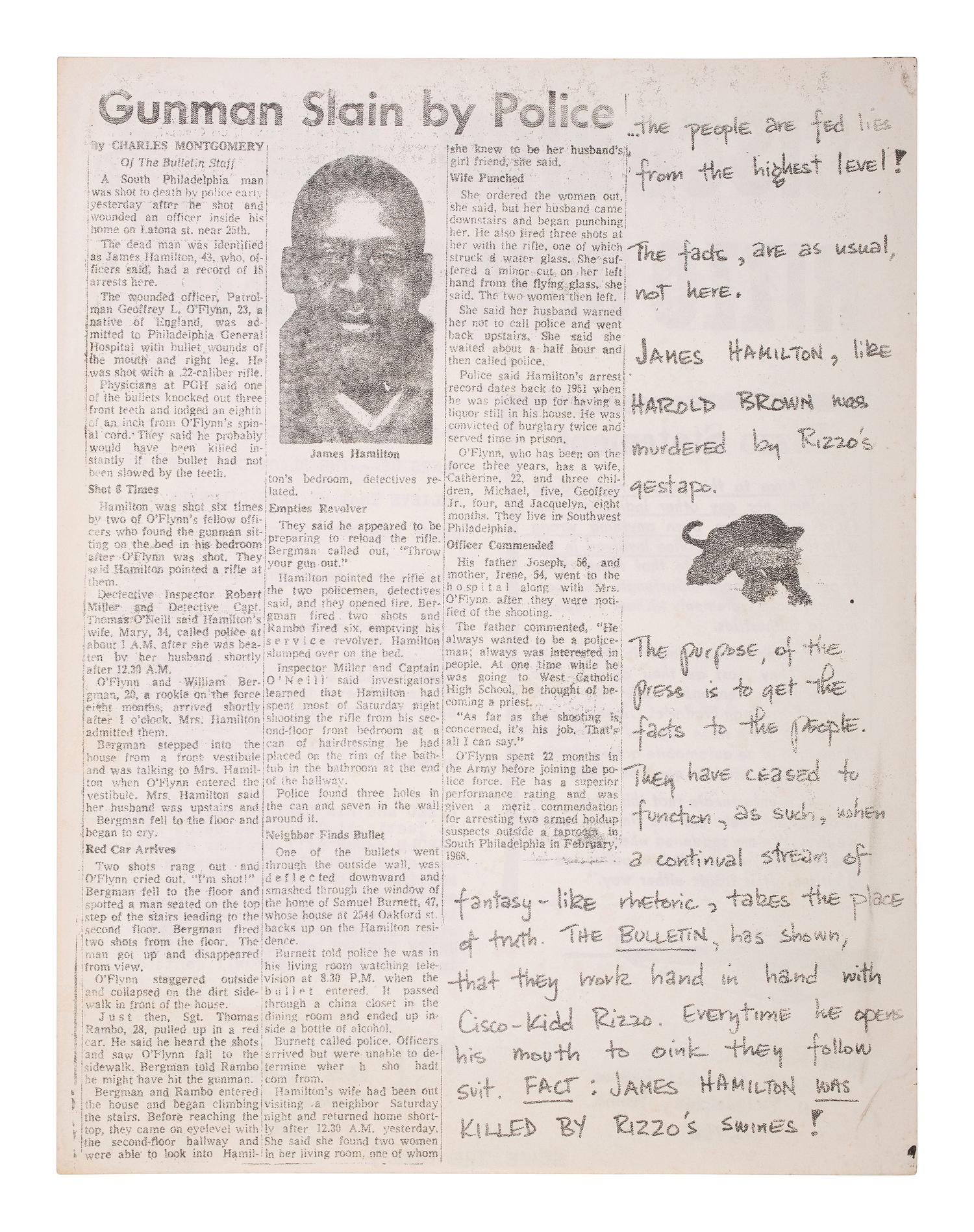 [CIVIL RIGHTS]. A pair of flyers denouncing Philadelphia Police Commissioner Frank Rizzo.