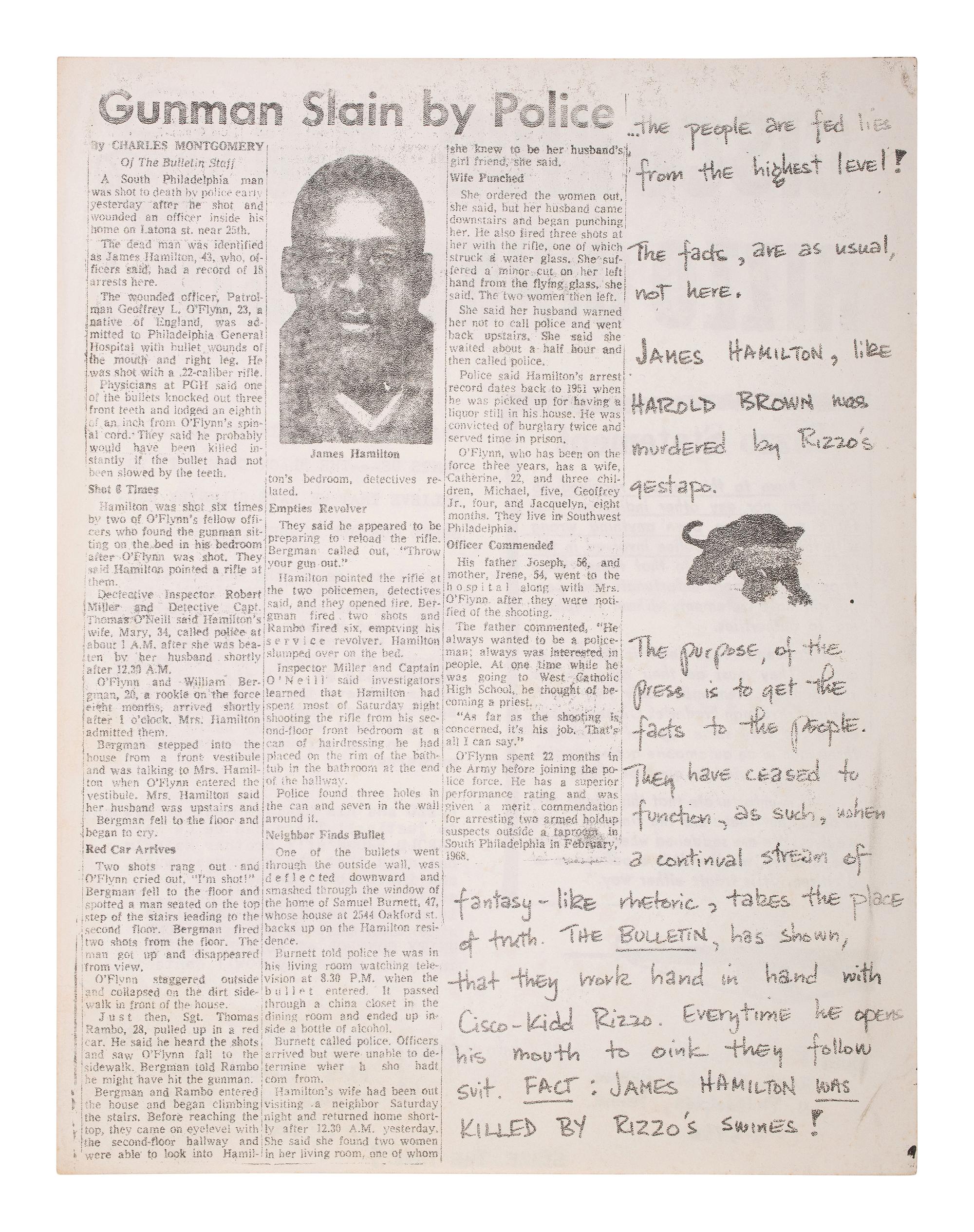 [CIVIL RIGHTS]. A pair of flyers denouncing Philadelphia Police Commissioner Frank Rizzo.