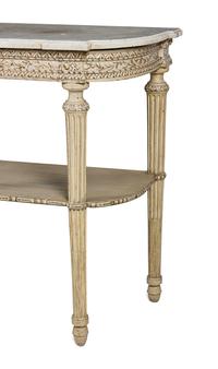 A Pair of Louis XVI Style Grisaille-Painted Console Tables