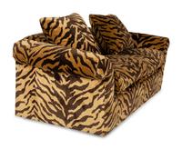 A Contemporary Convertible Sofa with Custom Tiger Print Silk Velvet Upholstery