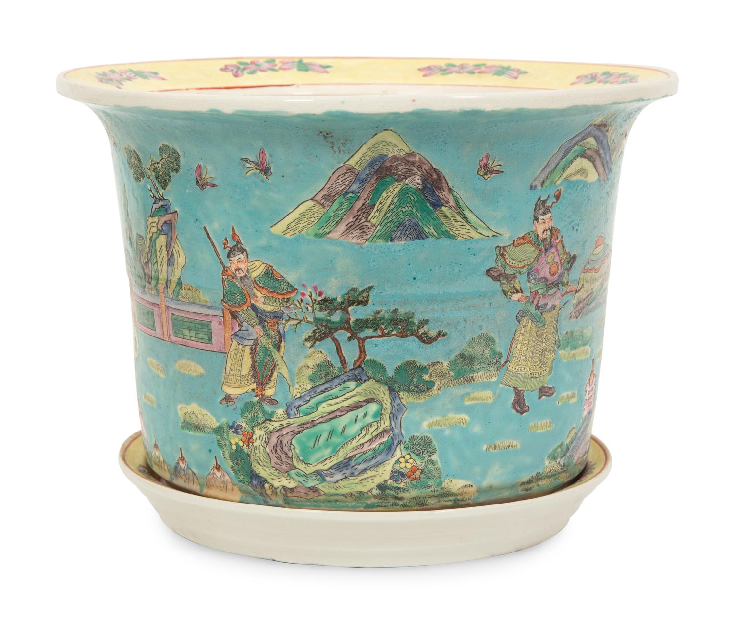 A Chinese Export Porcleain Jardinière with Undertray