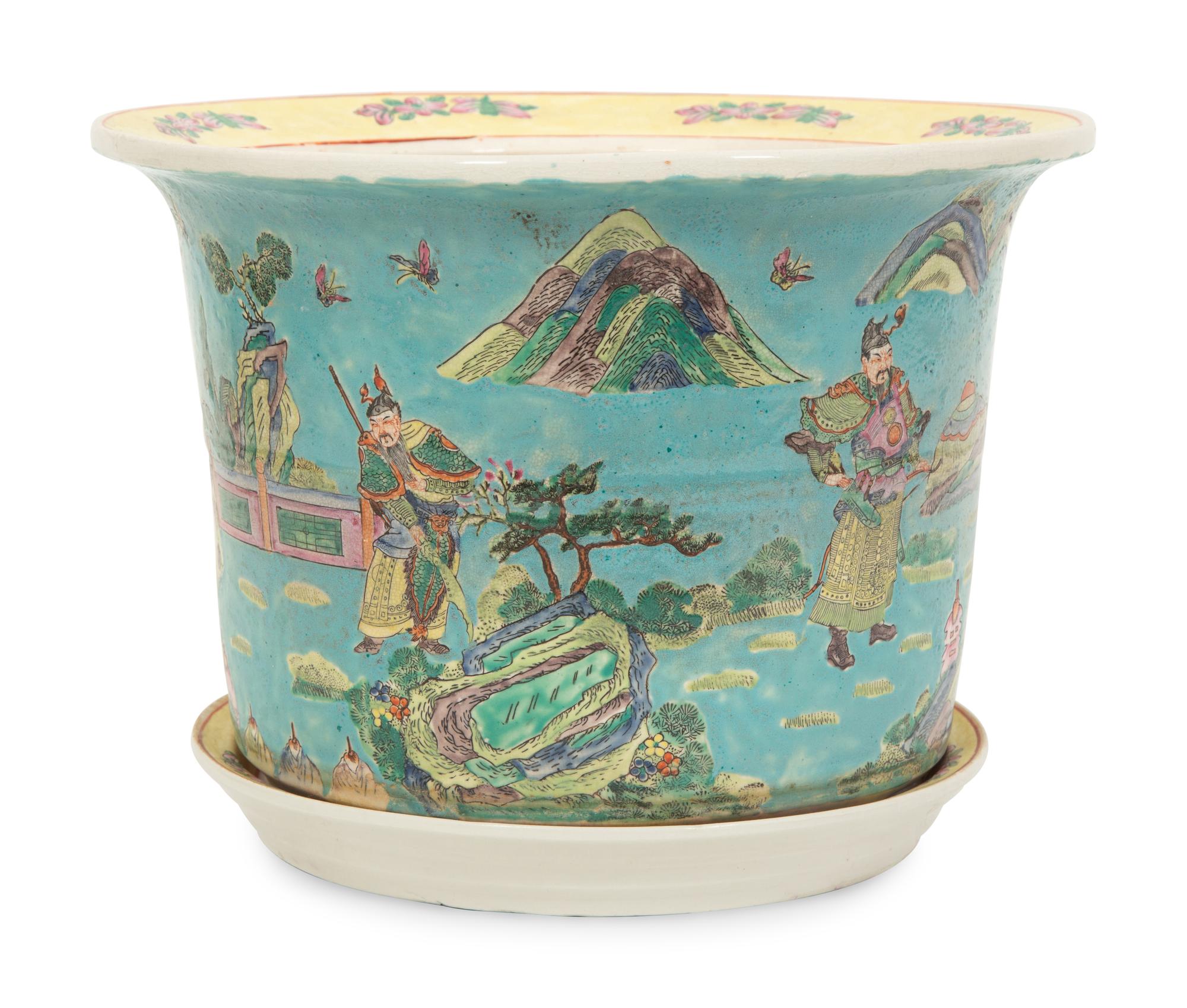 A Chinese Export Porcleain Jardinière with Undertray