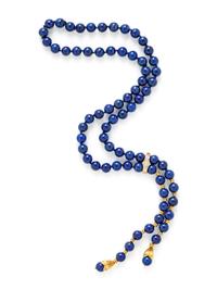 YELLOW GOLD, LAPIS LAZULI AND DIAMOND LARIAT