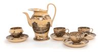 An English Transfer Decorated Tea Set Height of first 7 1/8 inches.