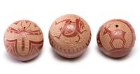 Collection of Miniature Sgraffito Redware Seed Jars Lot is located and will ship from Cincinnati, Ohio.