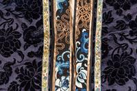 A Navy Blue Ground Cut Velvet, Embroidered Silk and Fur-Lined Lady's Robe