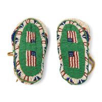 Sioux Child's Fully Beaded Moccasins, with American Flags