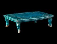A Chinese Turquoise Glazed Porcelain Bed-Form Tray
