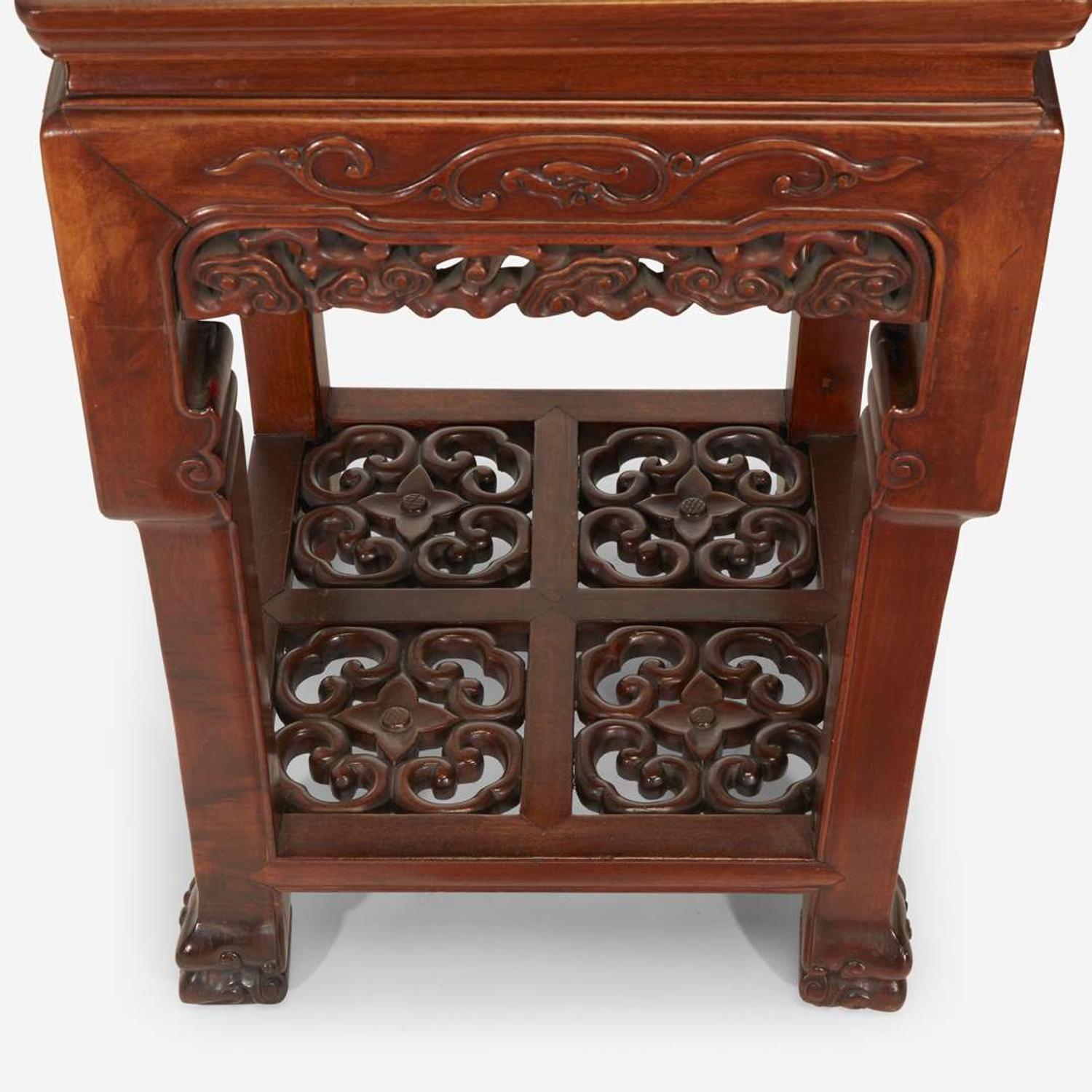 A pair of Chinese hardwood square side tables 20th Century