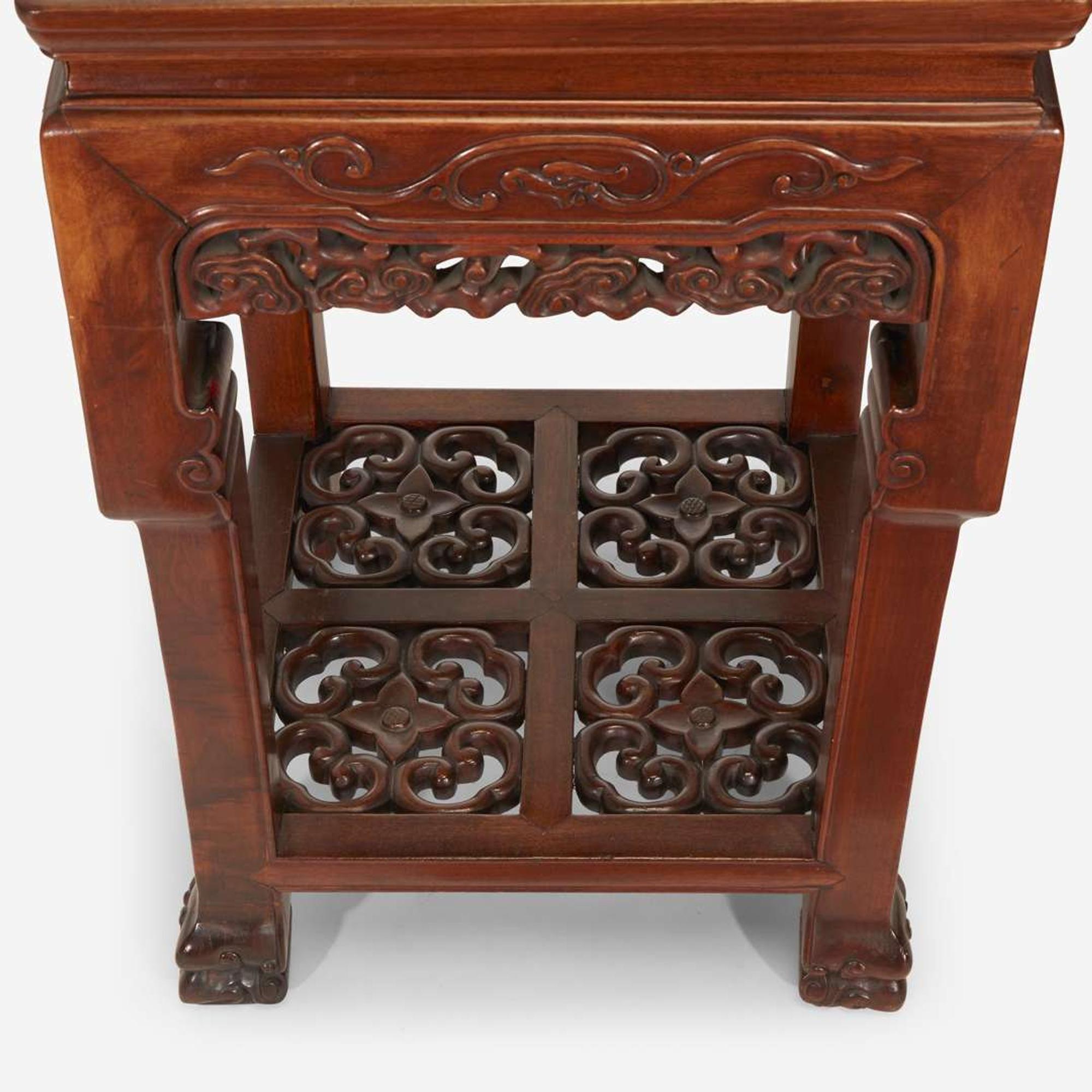 A pair of Chinese hardwood square side tables 20th Century