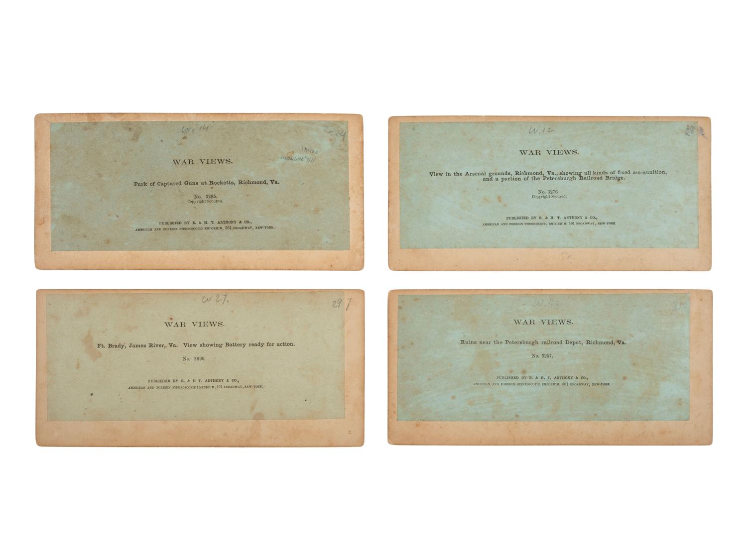[CIVIL WAR]. 16 stereoviews featuring artillery and munitions. New York: E. & H. T. Anthony & Co.