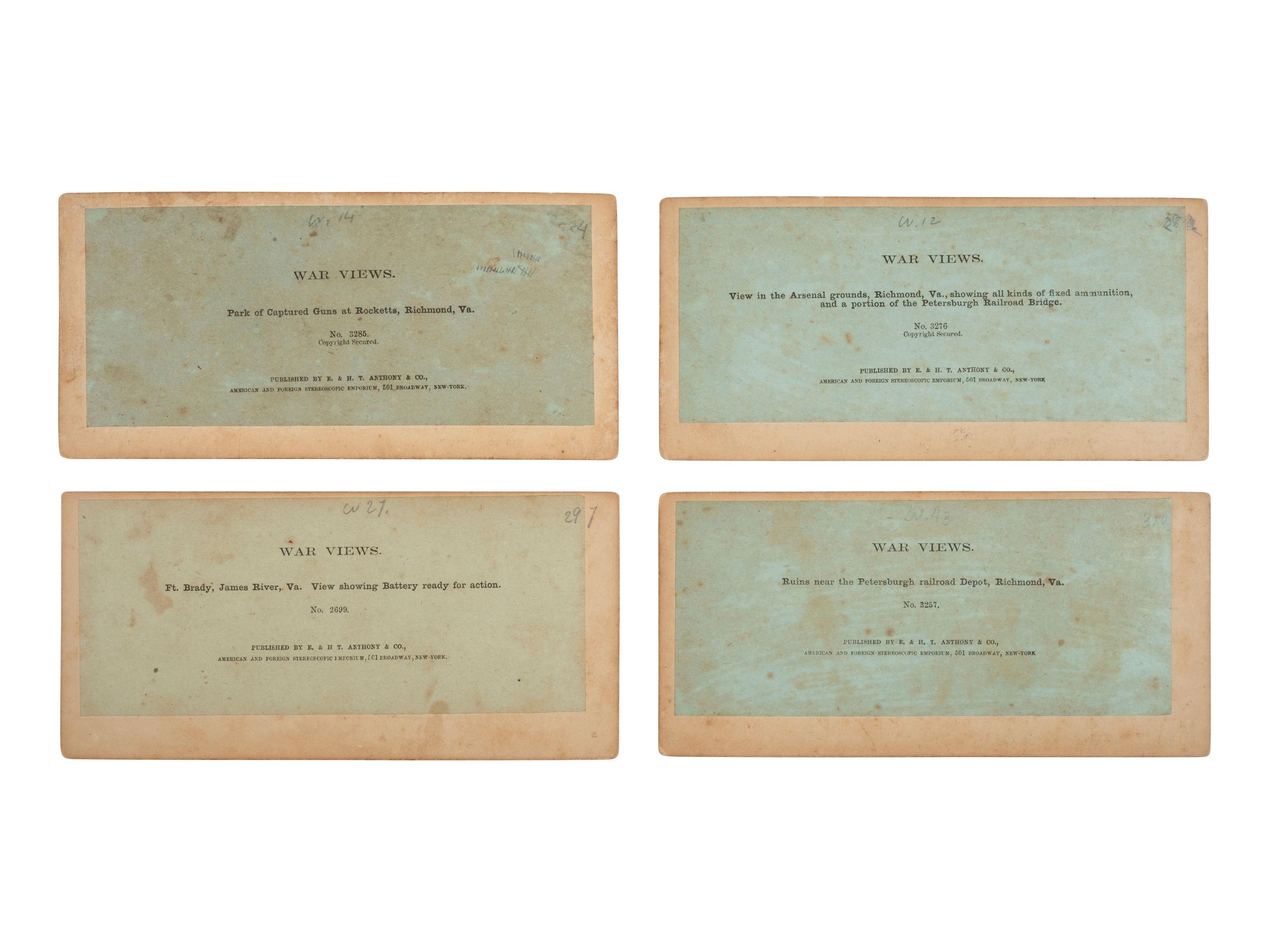 [CIVIL WAR]. 16 stereoviews featuring artillery and munitions. New York: E. & H. T. Anthony & Co.