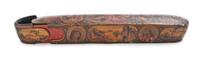 A Persian Lacquered Wood and Papier Mache Pen Box, Length 8 7/8 inches.