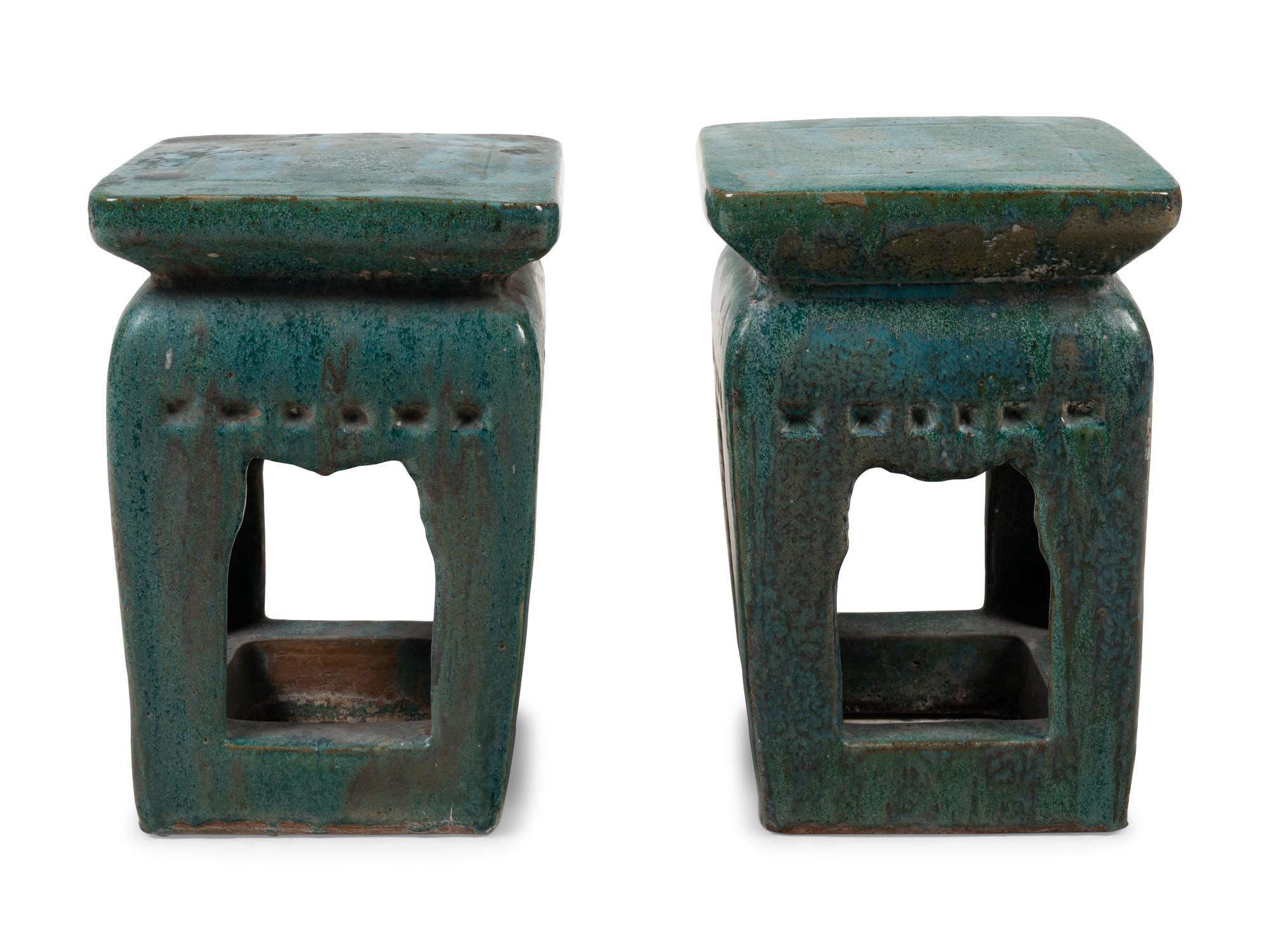 A Pair of Glazed Ceramic Garden Seats