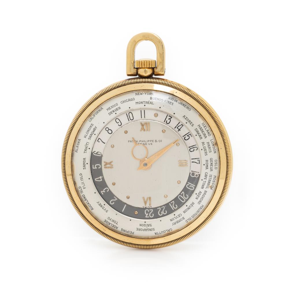 Patek Philippe, Ref. 605, 18K Yellow Gold 'World Time' Pocket Watch, with Extract from the Archives