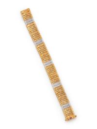 ROBERTO COIN, BICOLOR GOLD AND DIAMOND 'ELEPHANT SKIN' BRACELET