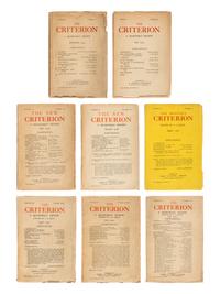 ELIOT, T.S., editor. The Criterion . London: R. Cobden Sanderson, Faber & Gwyer et al. October 1922-January 1939.