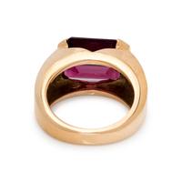 MOVADO, GARNET AND DIAMOND RING