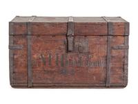 An Iron Mounted and Painted Pine Storage Chest