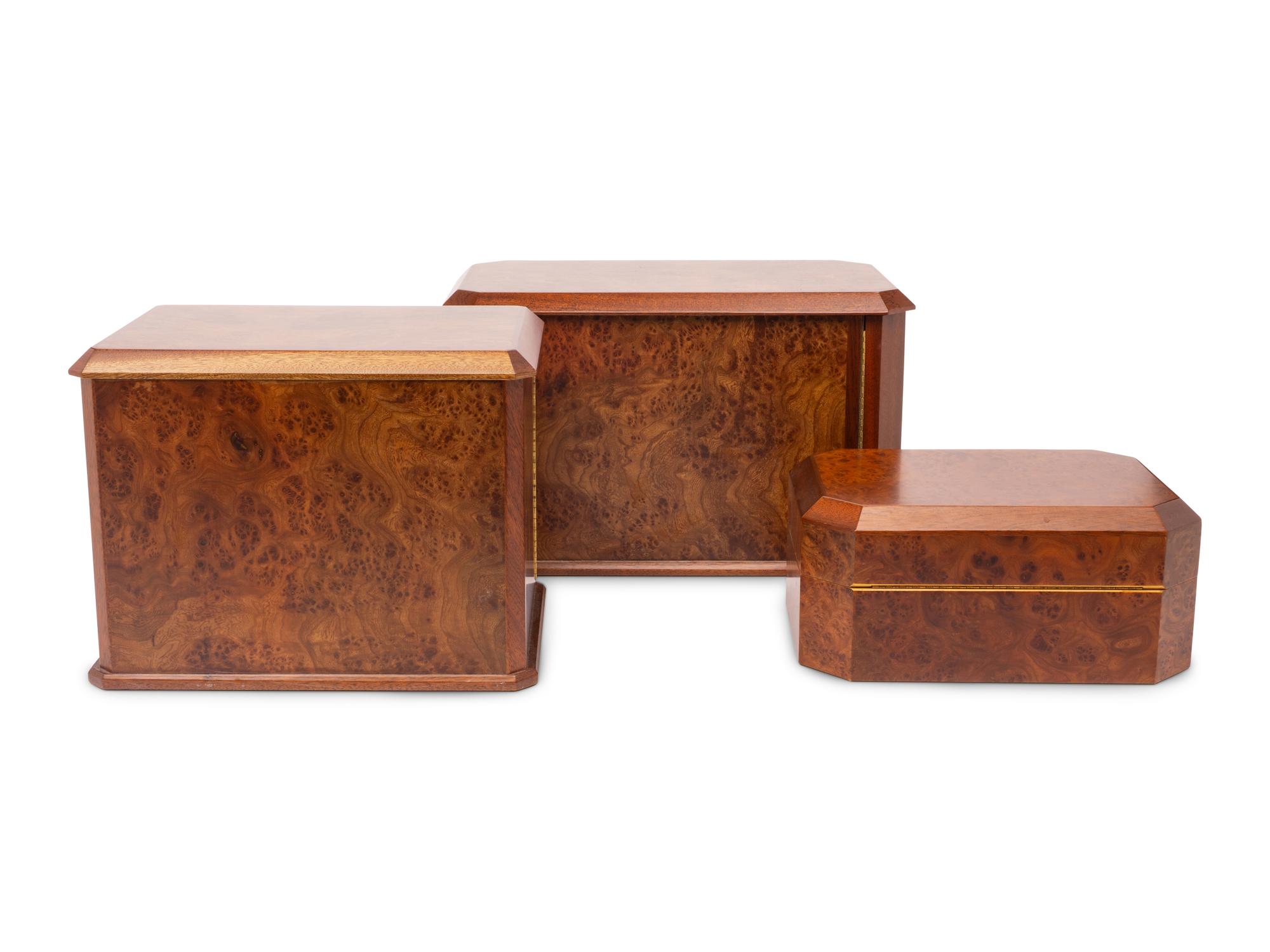 A Group of Three Gucci Burlwood Jewelry Cases