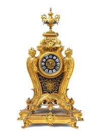 A Louis XV Style Gilt Bronze Mantel Clock