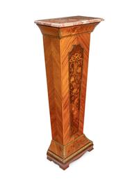 A French Gilt Bronze Mounted Marquetry Pedestal