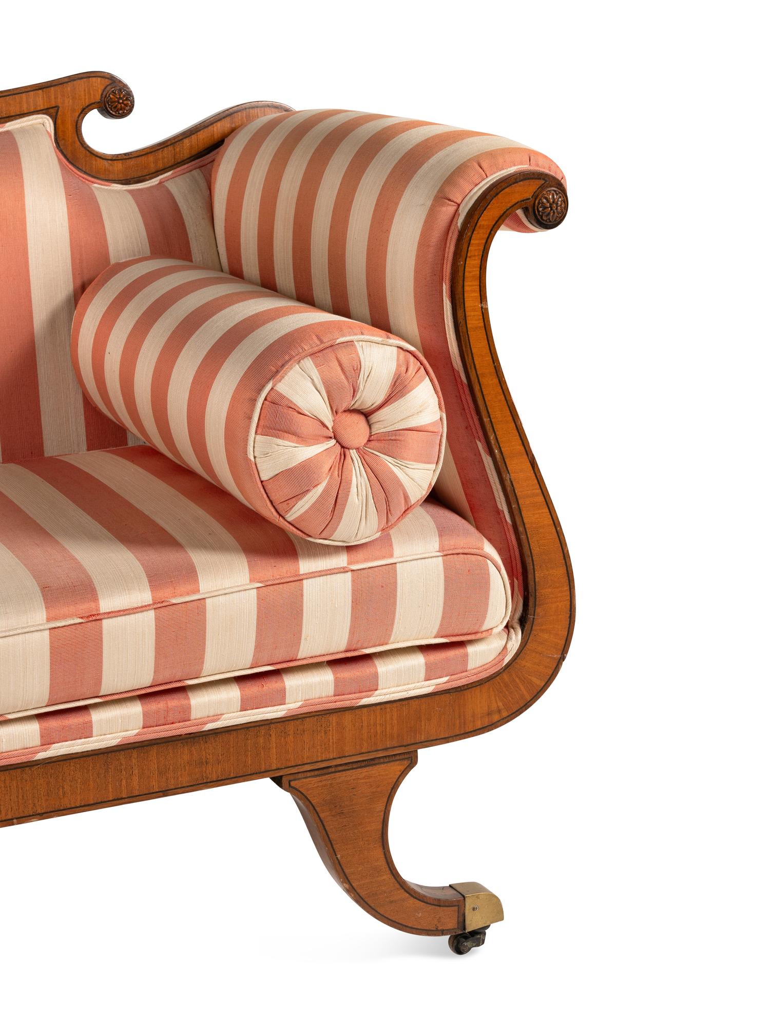A Classical Style Satinwood and Mahogany Sofa