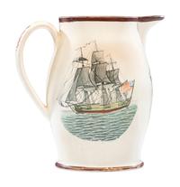 A Liverpool Transfer-Printed Creamware 'Memory of George Washington and the Proscribed Patriots of America' Pitcher with Polychrome Embellishment