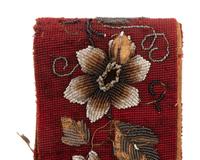 A Victorian Beaded Bell Pull with Bronze Mounts