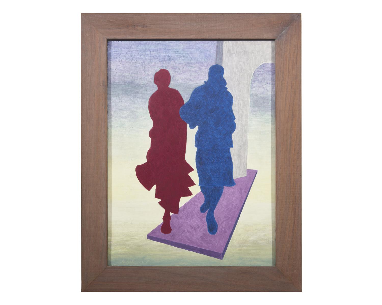 Red and Blue Figures ; together with Women Walking and Seated Nude (Three Works)
