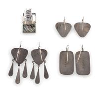 Southwestern Silver and Mosaic Inlay Hook Earrings and Ring