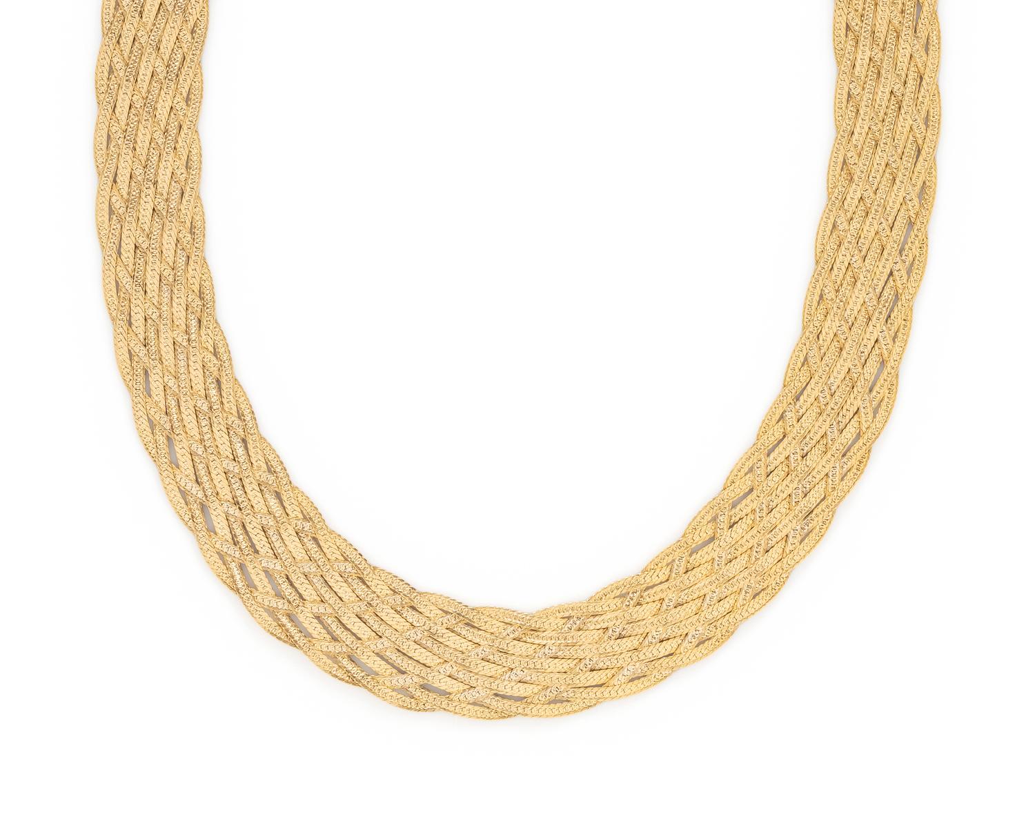 YELLOW GOLD BRAIDED NECKLACE