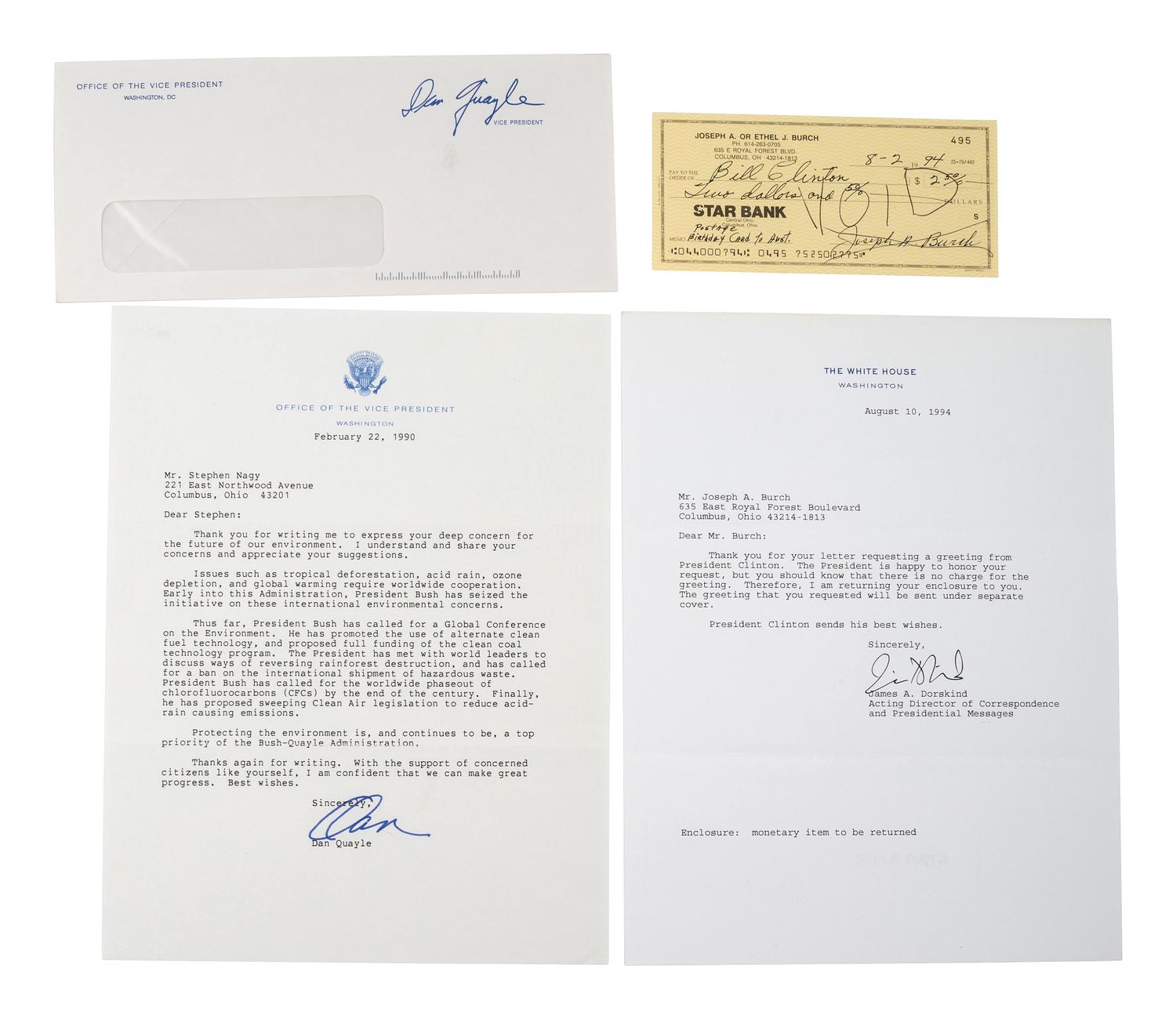 REAGAN, Ronald (1911-2004). Five signed items, most as Governor of California, plus.
