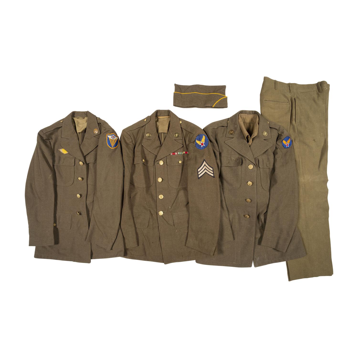 Group of 9 WWII US Army Enlisted Service and Ike Jackets from 101st Airborne, Army Air Corps, and More