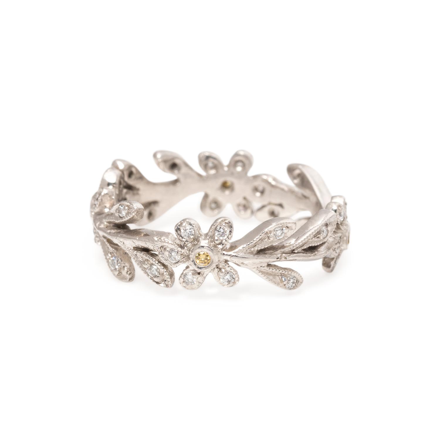 CATHY WATERMAN, COLORED DIAMOND AND DIAMOND FLOWER RING