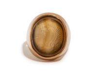 A Sasanian Agate Ring Stone with a Griffin — Set in a copper ring