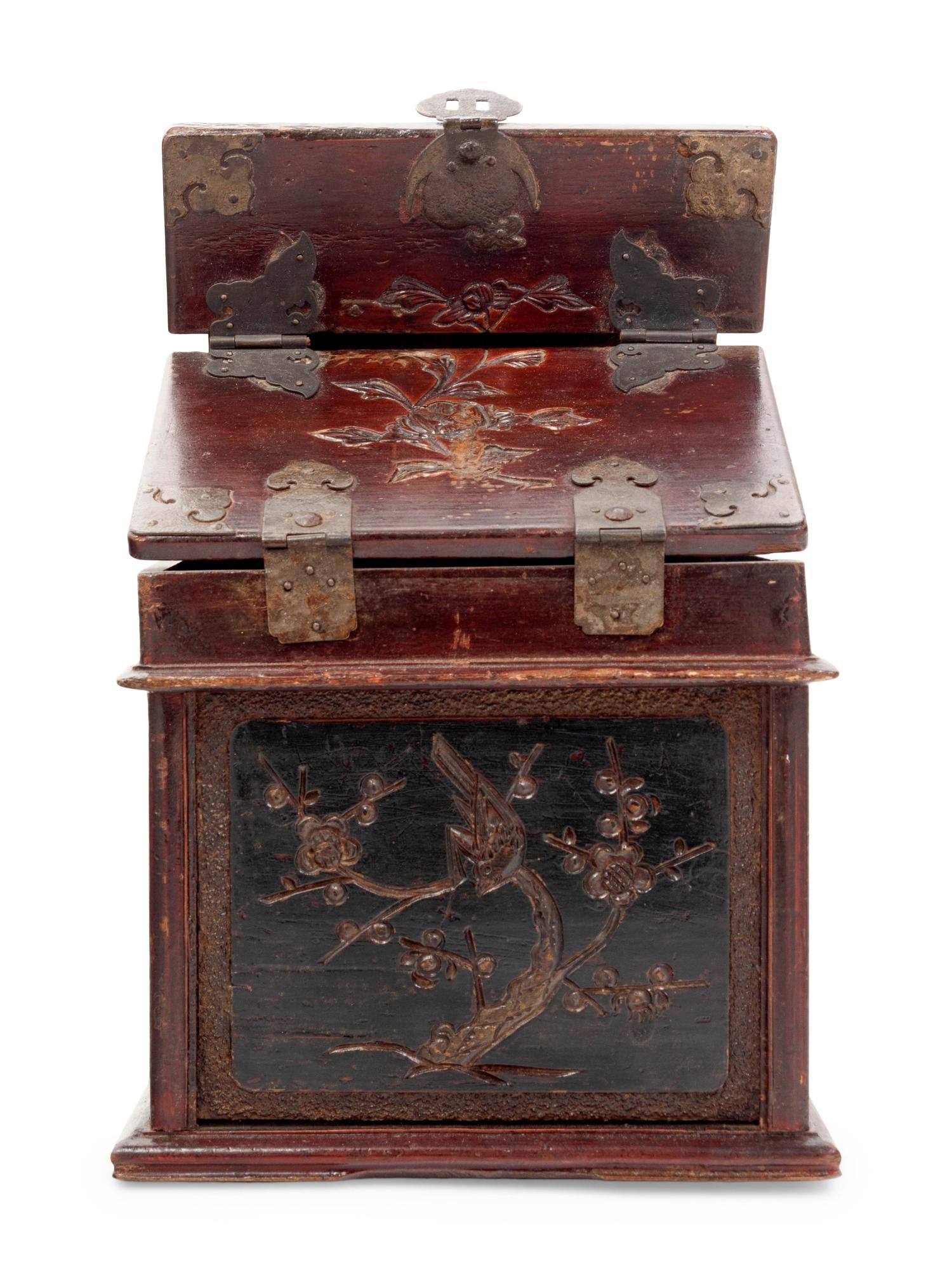 A Chinese Carved Wood Mirror Stand