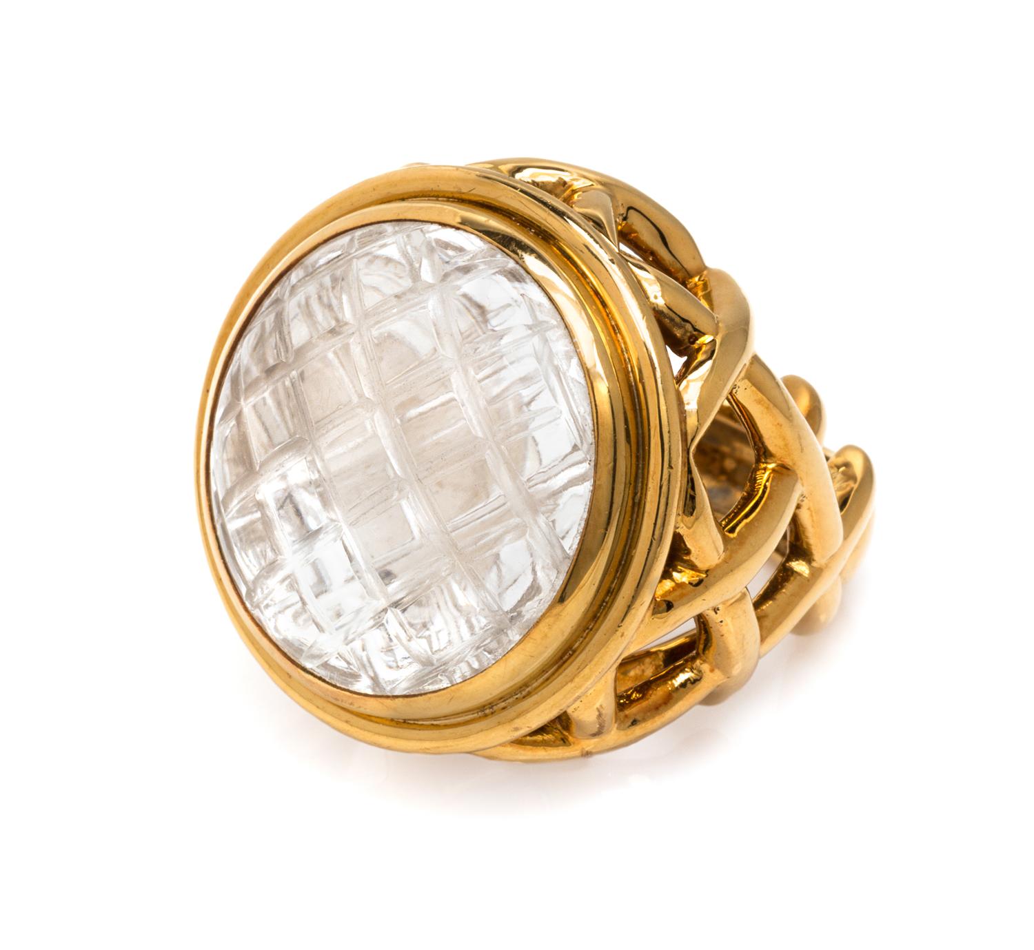 An 18 Karat Yellow Gold and Rock Crystal Ring, David Webb, 21.40 dwts.