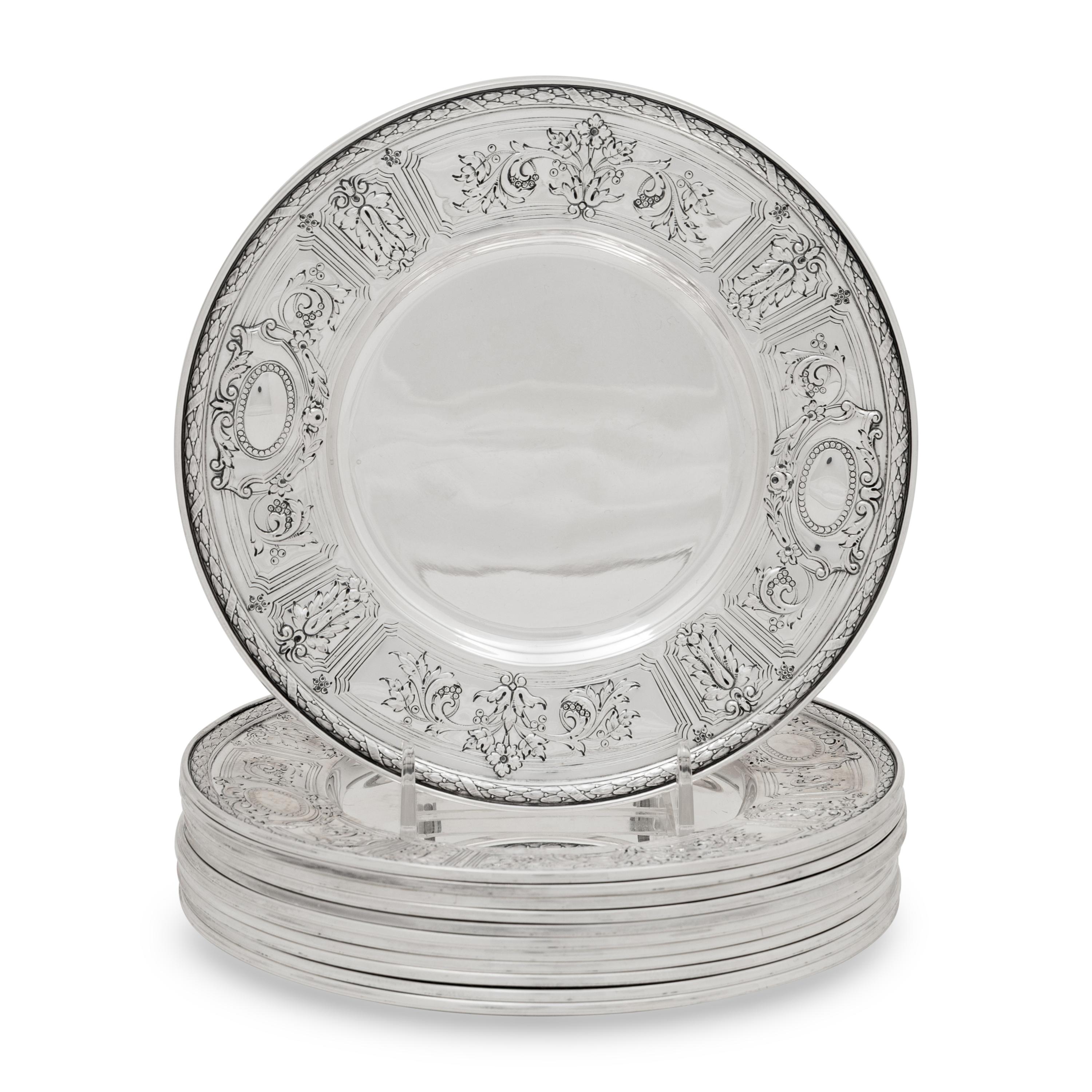 A Set of Twelve American Silver Dessert Plates