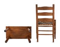 Chester Cornett (Kentucky, 1912-1981), A Mixed Woods Chair and Window Bench